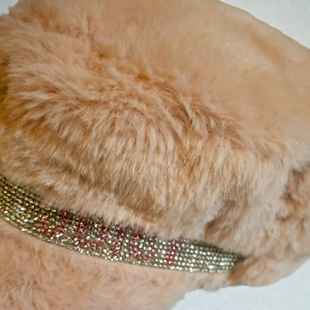 Juicy Couture Pink Faux-Fur Rhinestone Cabbie NWT